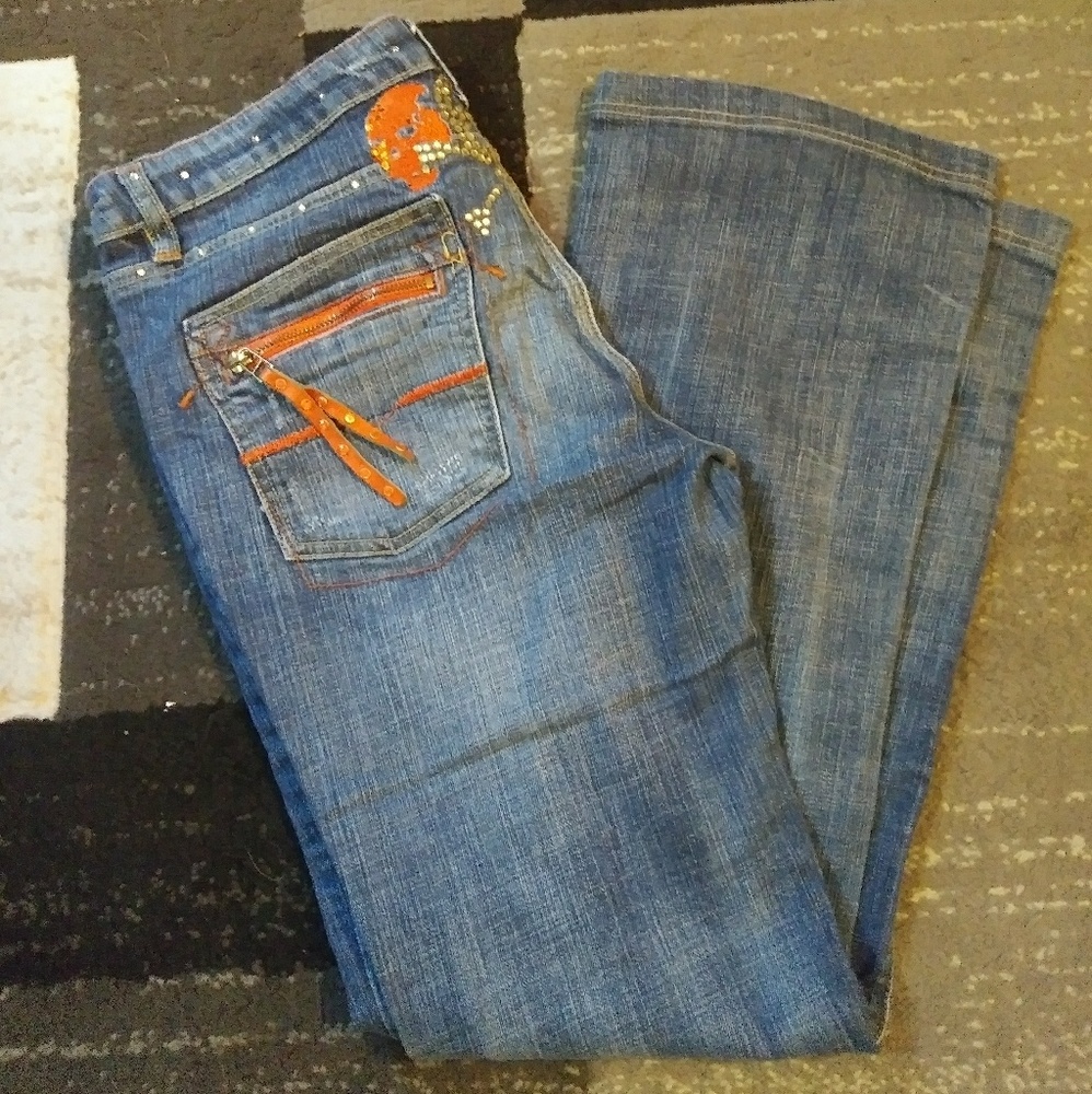 SOLD Pepe jeans medium wash skull size 32 14